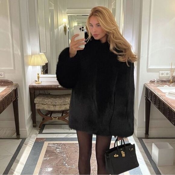 🔥 Abercrombie and fish Shawl Collar Faux Fur Coat Sz XXS new - Picture 1 of 9